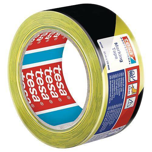 Páska tesa® PRO Marking, lepiaca, výstražná, žlto-čierna, 50 mm, L-33 m - DUPL.