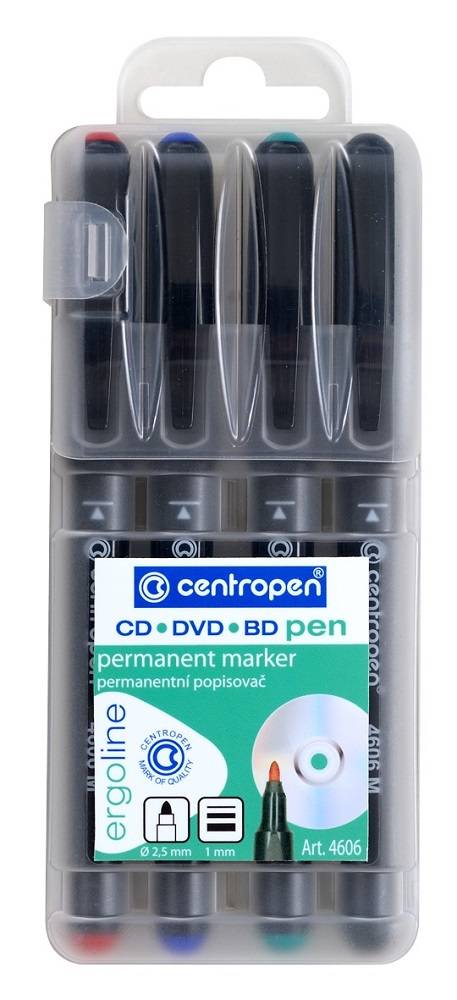 Centropen 4606 Popisovač na CD 1mm permanent 4ks sada